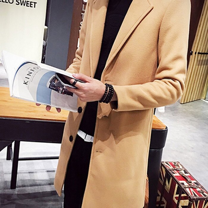 Spritech(TM) Men's New Fashion Comfort Winter Slim Fit Turndown Collar Woolen Jacket Single-Breasted Overcoat... N13