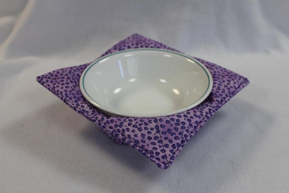 Microwave Bowl Cozy Bowl Potholder Reversible Purple Leopard N3