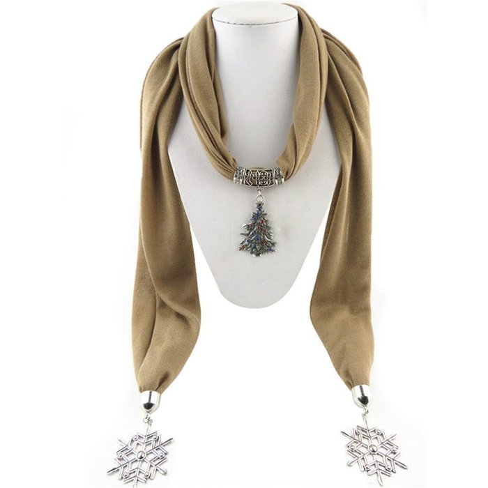 AutumnFall Women Girl Pendant Scarf With Tassel Rhinestone Necklace Scarves (U) N88