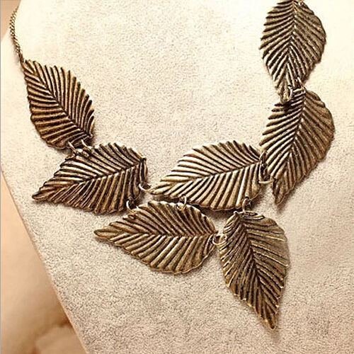 Charm Vintage Bohemia Leaves Pendant Chain Bib Statement Choker Collar Necklace N2
