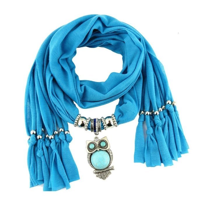 AutumnFall Women Girl Pendant Scarf With Tassel Rhinestone Necklace Scarves (U) N95