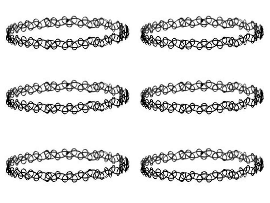 6Pcs Choker Stretch Gothic Tattoo Henna Elastic Choker Necklace Set N4