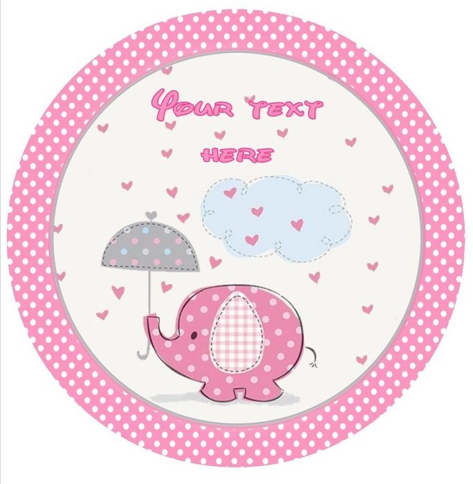 Baby Elephant Edible Cake Topper Baby Shower Cake Topper Pink Elephant