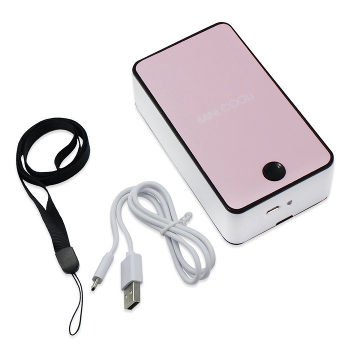 ESUMIC Portable Rechargeable Mini Handheld Air Conditioner, Light Pink (USB-MINI-FAN-LPK) N2