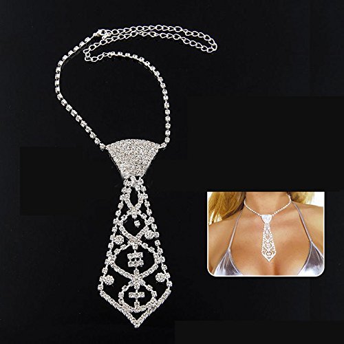 Fashion Sexy Bling Rhinestone Neck Tie Necklace for Prom Ball Bridal Party N2