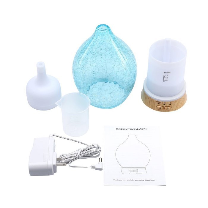 3E Home 30-2300 Cool Mist Humidifier Ultrasonic Essential Oil Diffuser (Blue glass cover) N4