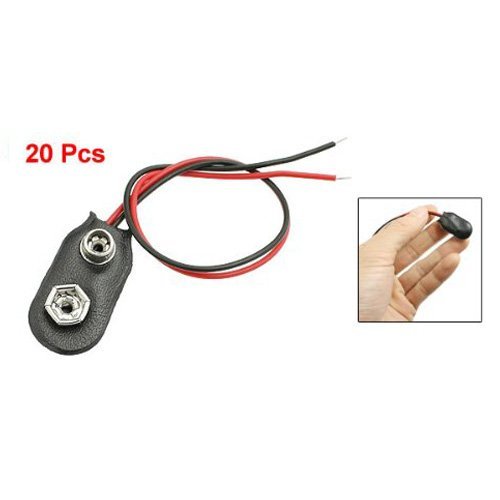 TOOGOO(R) 20 Pcs Black Faux Leather Housing T Type Wired 9V Battery Clip Connector N2