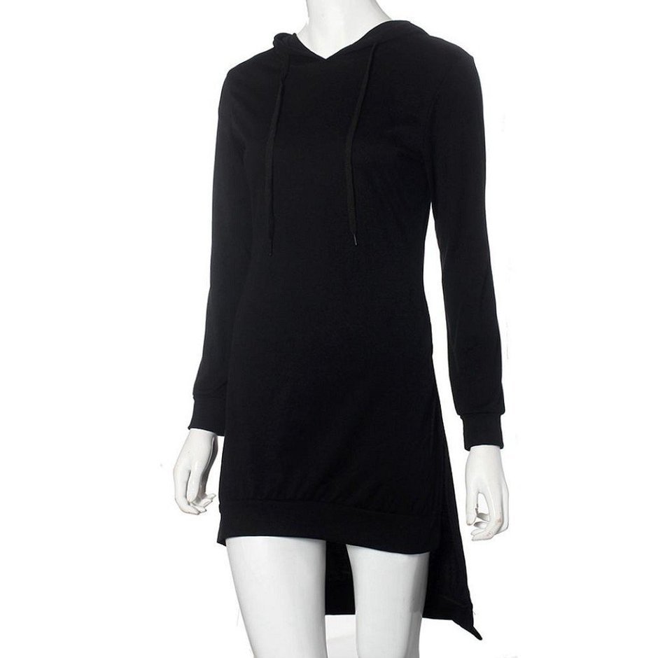 Morecome Women Sweatshirt Dress Double Split Hoodie Pullover Pockets Sweater (XL, Blue) N4