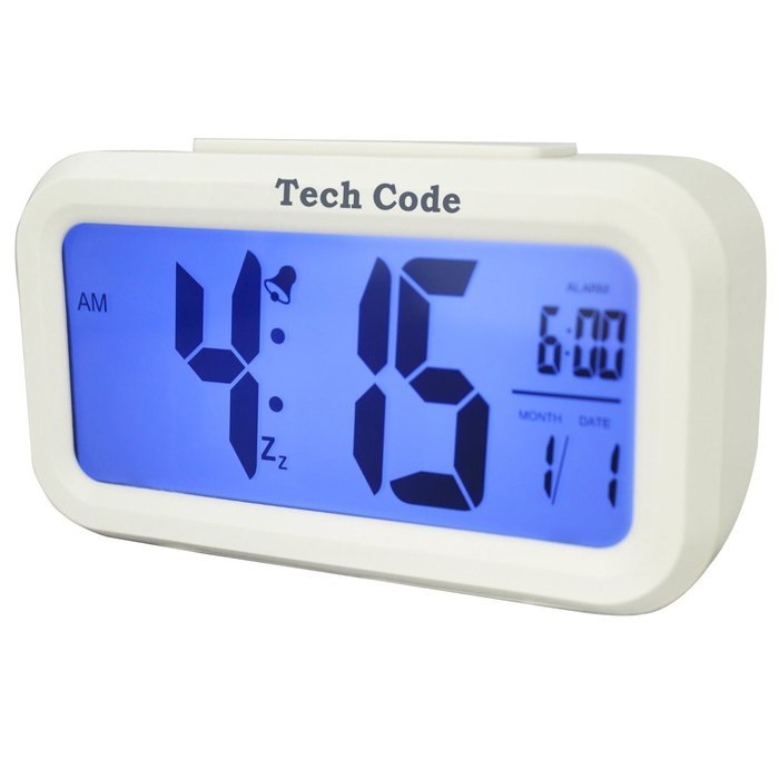 TechCode&reg;5.3" Smart, Simple and Silent LCD Clock Date Temperature Display Ascending Alarm Repeating Snooze and... N6
