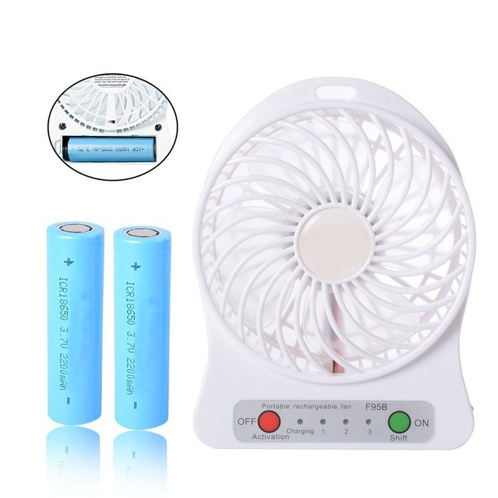 Xcellent Global 4 Inch Vanes Portable Fan USB Handheld Rechargeable Battery Powered Desktop Fan with 3-level Speed... N14