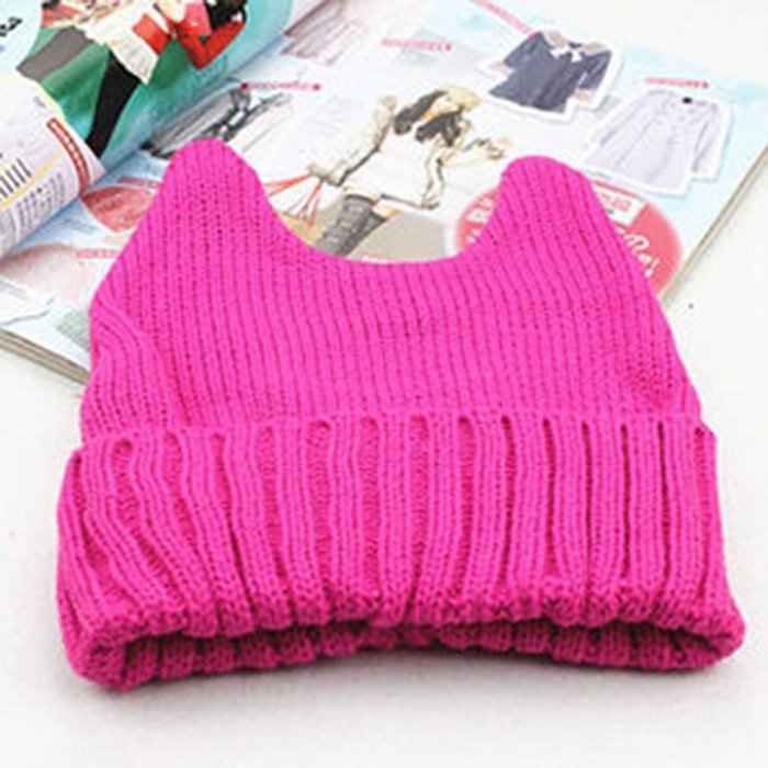 KAKA(TM) Girls' Korean Stylish Winter Warm Knitting Wool Lovely Cat Ears Hat N5