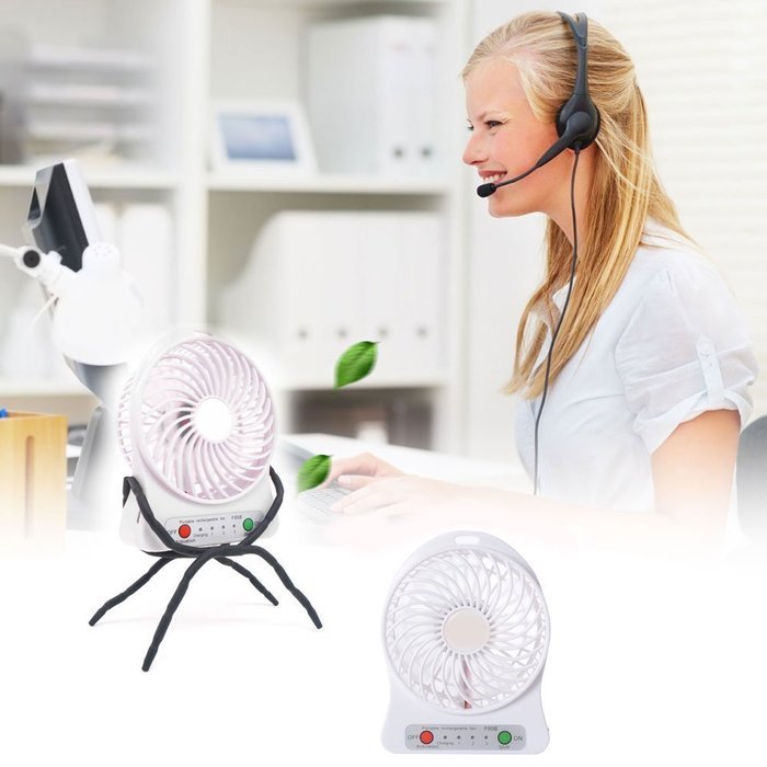 Xcellent Global 4 Inch Vanes Portable Fan USB Handheld Rechargeable Battery Powered Desktop Fan with 3-level Speed... N16