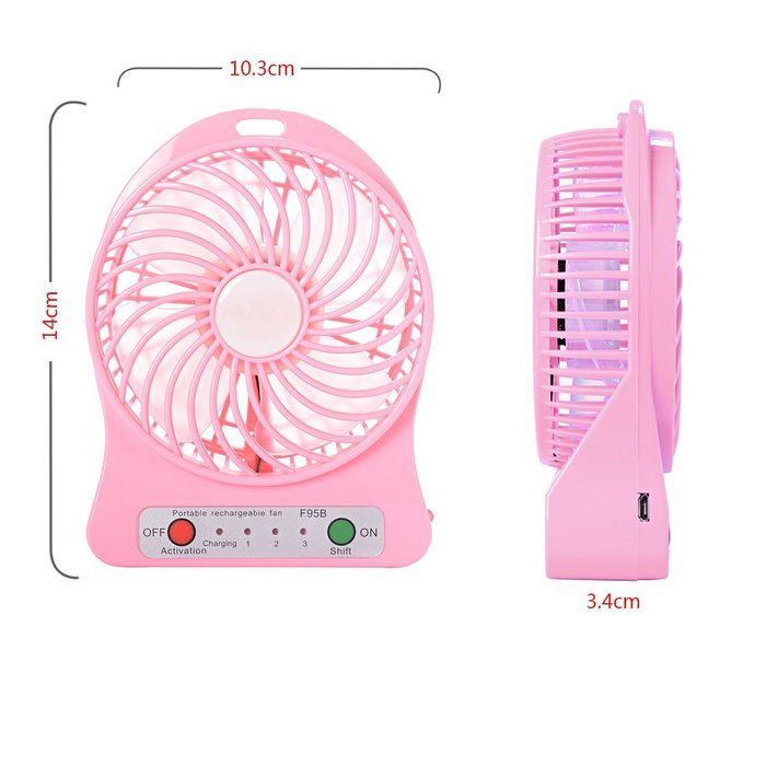 Xcellent Global 4 Inch Vanes Portable Fan USB Handheld Rechargeable Battery Powered Desktop Fan with 3-level Speed... N18