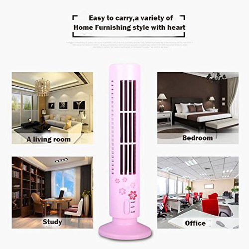 USB electric fan tower mini stereo type air conditioner small fan creative birthday present no fan blade (Pink) N10