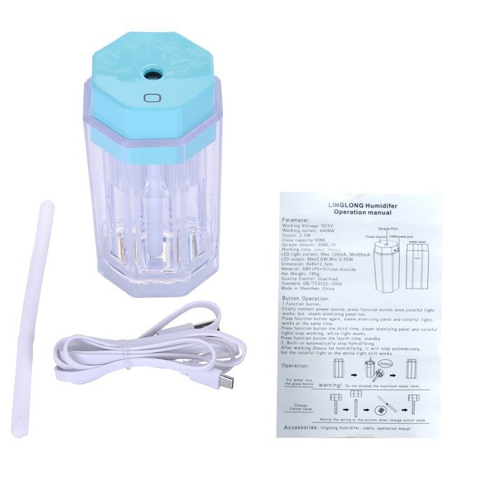 Colorful Light USB Crystal Mini Air LED Light Humidifier With Automatic Power Shut-off for Home Office Bedroom... N5