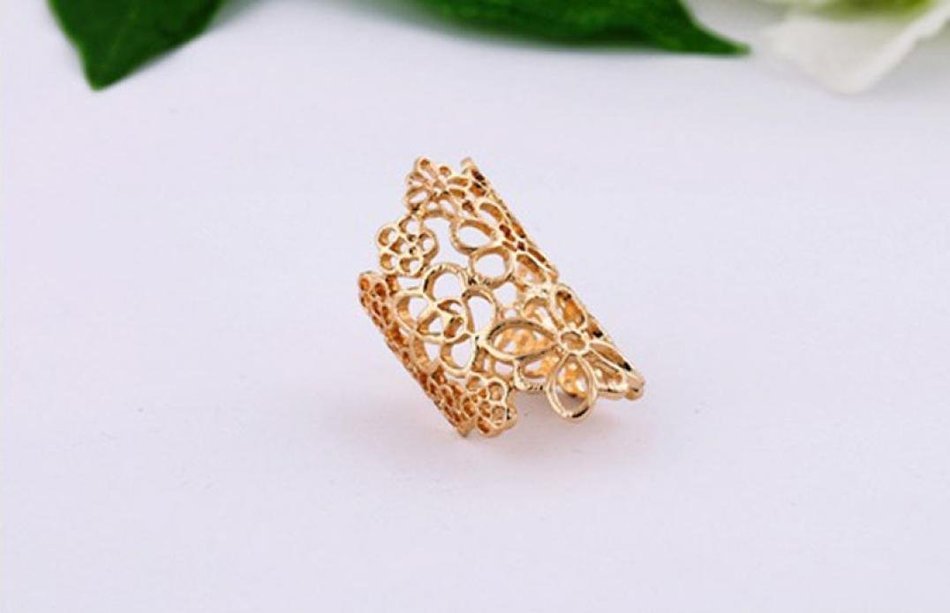 Voberry&reg; Fashion Charm Finger Armor Joint Knuckle Hollow Out Flowers Ring
