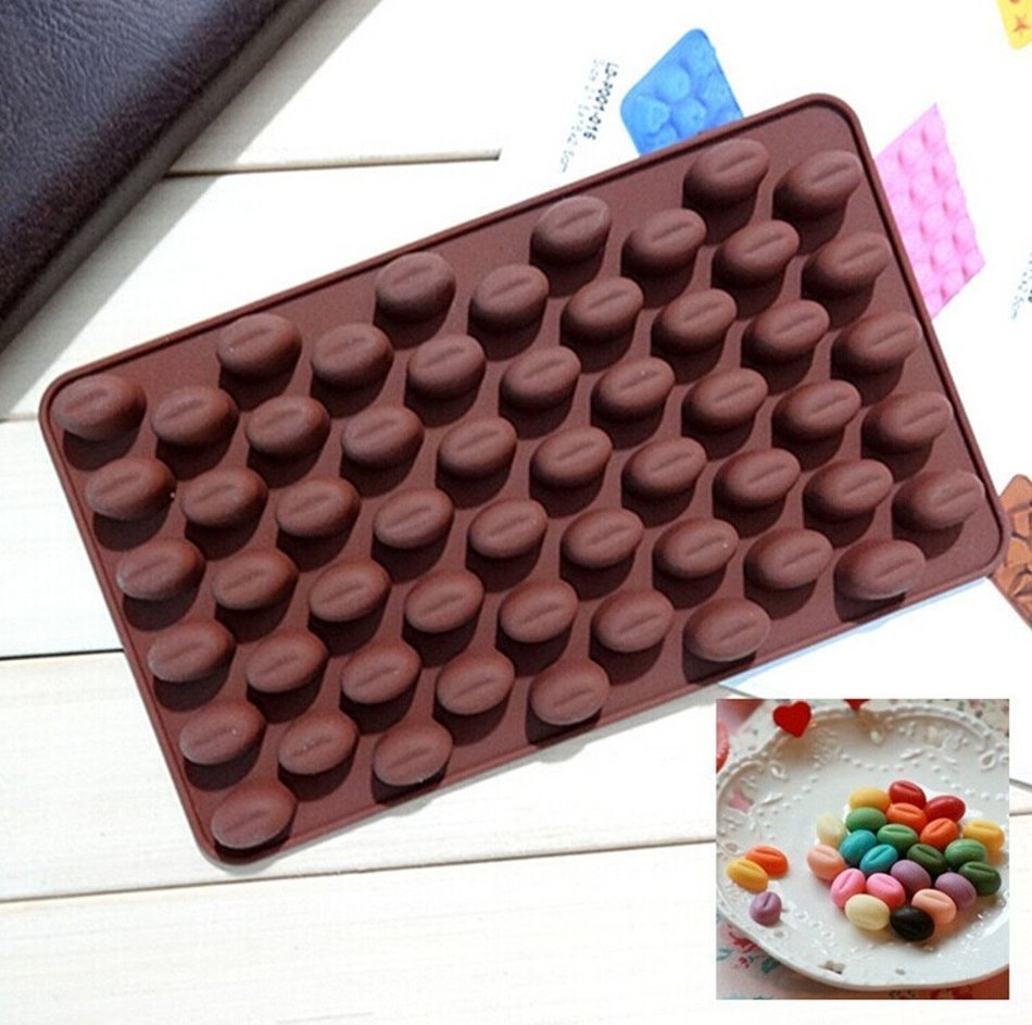 yueton 55 Cavity Silicone Coffee Beans Mold Chocolate Candy Ice Cube Tray Cake Decoration Bakeware Mould Maker N5