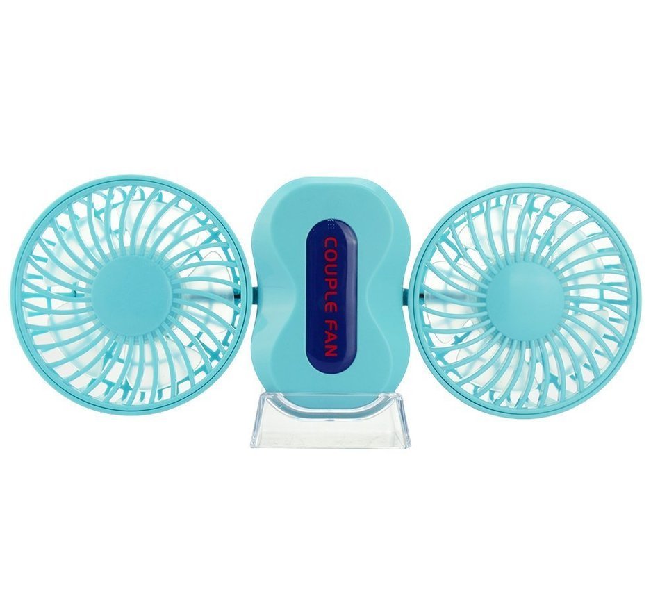 Intsun 360 Degree Rotation Mini Handheld Portable Couples Fan,Quiet Operation Desktop Fan with LED Light Dual... N14