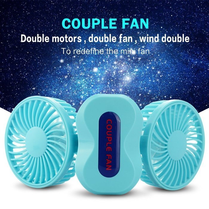 Intsun 360 Degree Rotation Mini Handheld Portable Couples Fan,Quiet Operation Desktop Fan with LED Light Dual... N15