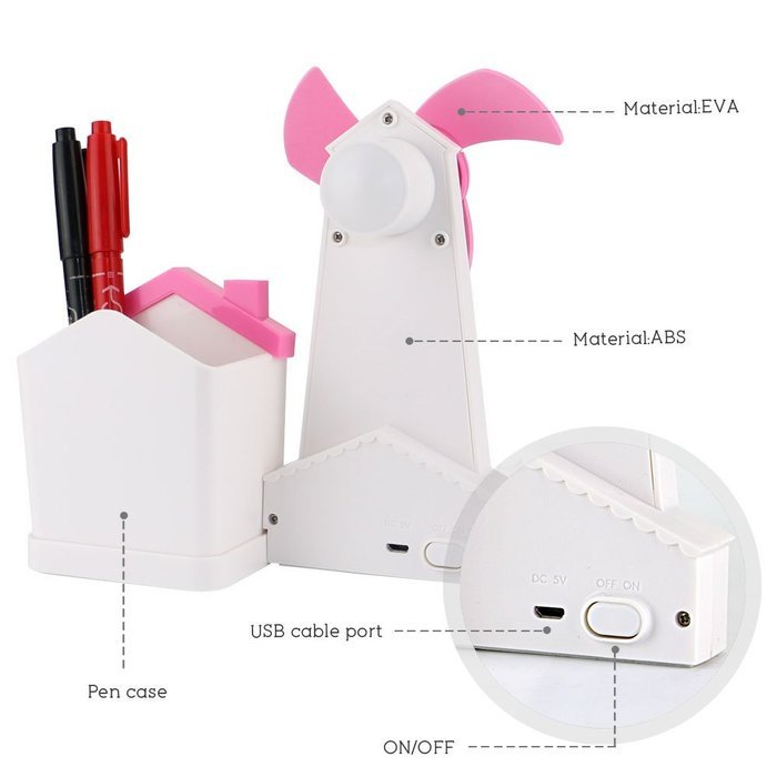 iEGrow Multifunctional Desk Mini USB Fan with Brush Pot, Photo Album 3 in 1 Function Compact Design & Quiet Operation... N12