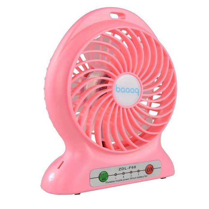 Baaaq Mini USB 3 Speeds Rechargeable Portable Table Fan with Emergency Power Bank, Black N7