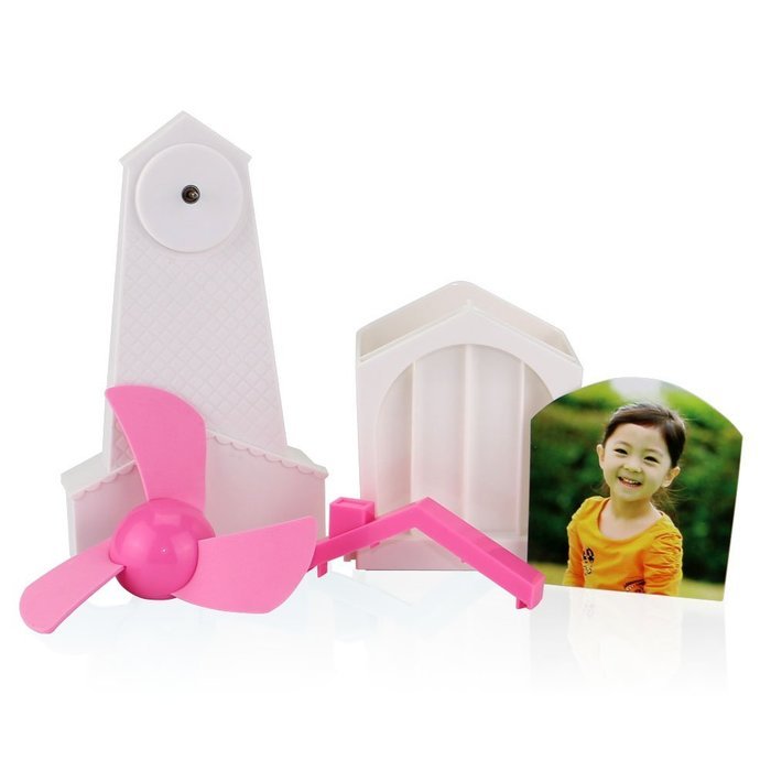 iEGrow Multifunctional Desk Mini USB Fan with Brush Pot, Photo Album 3 in 1 Function Compact Design & Quiet Operation... N13