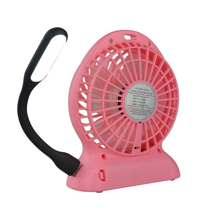 Baaaq Mini USB 3 Speeds Rechargeable Portable Table Fan with Emergency Power Bank, Black N8