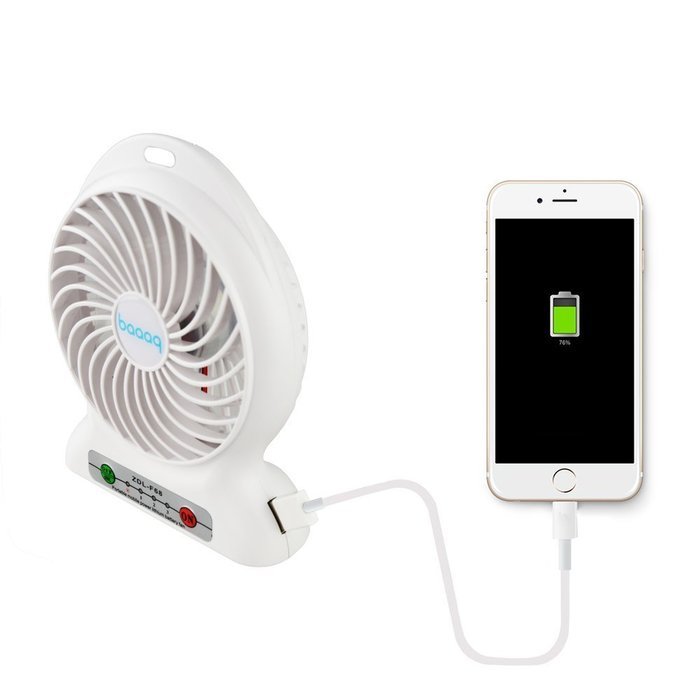 Baaaq Mini USB 3 Speeds Rechargeable Portable Table Fan with Emergency Power Bank, Black N9
