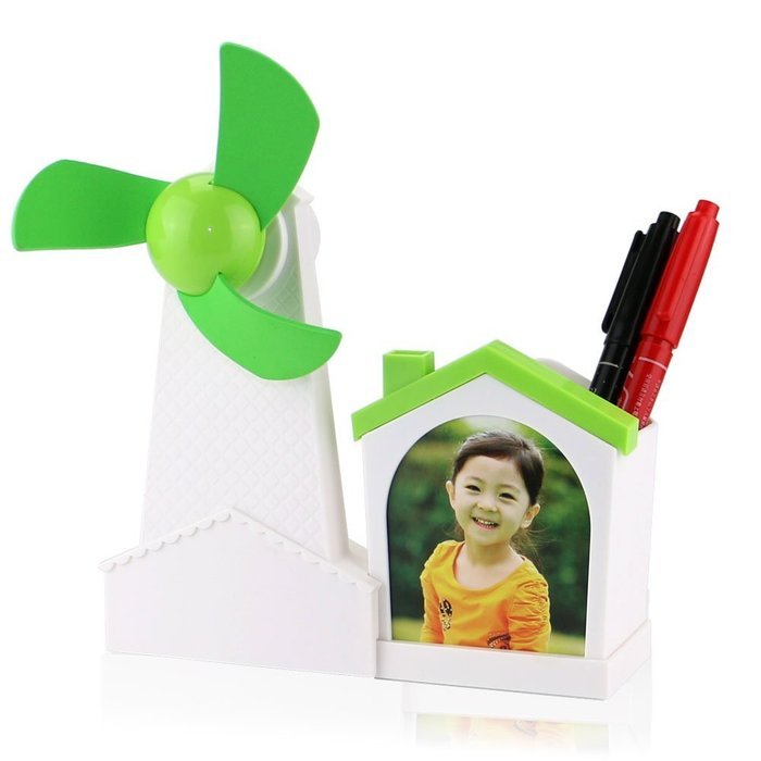 iEGrow Multifunctional Desk Mini USB Fan with Brush Pot, Photo Album 3 in 1 Function Compact Design & Quiet Operation... N15
