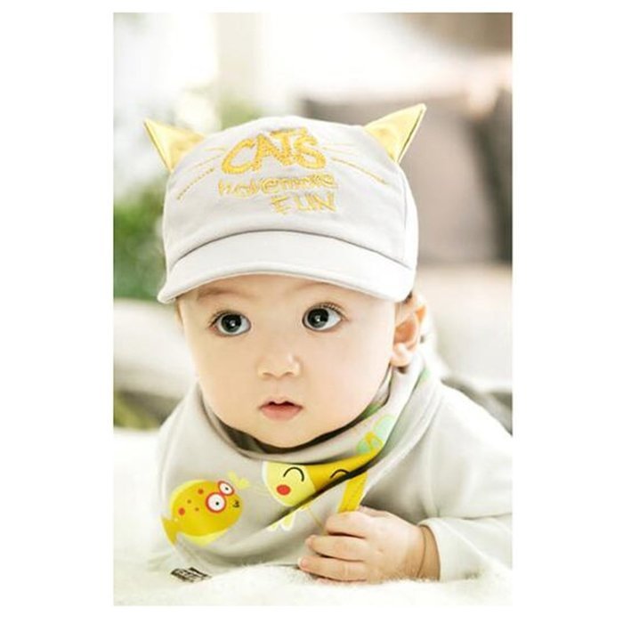 KAKA(TM) Babys Girls Boys Lovely Spring Summer Hat Cute Peaked Cap with Scarf Beige N12