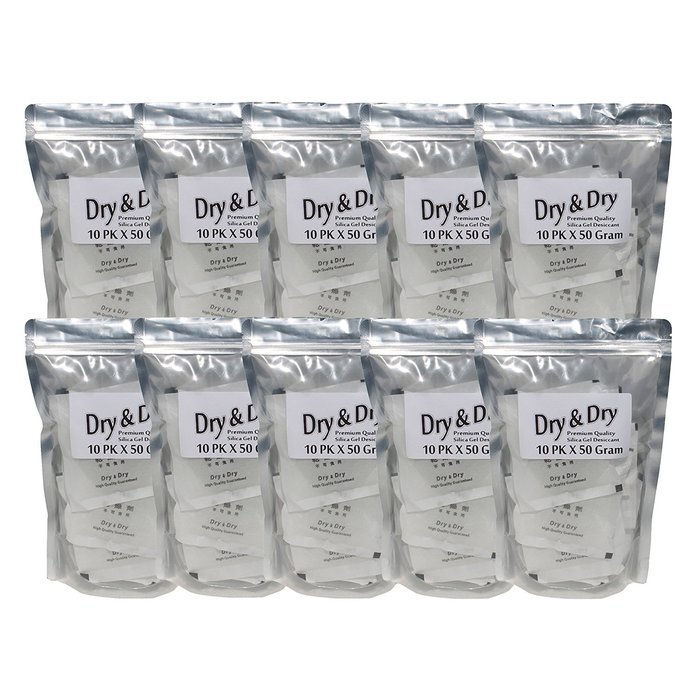50 Gram Pack of 6 "Dry&Dry" Silica Gel Packets Desiccant Dehumidifiers N6