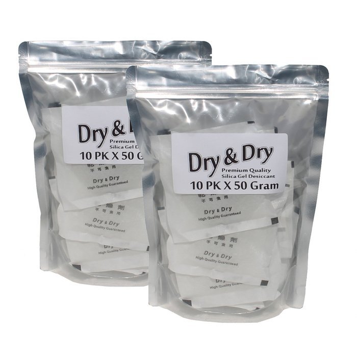 50 Gram Pack of 6 "Dry&Dry" Silica Gel Packets Desiccant Dehumidifiers N7