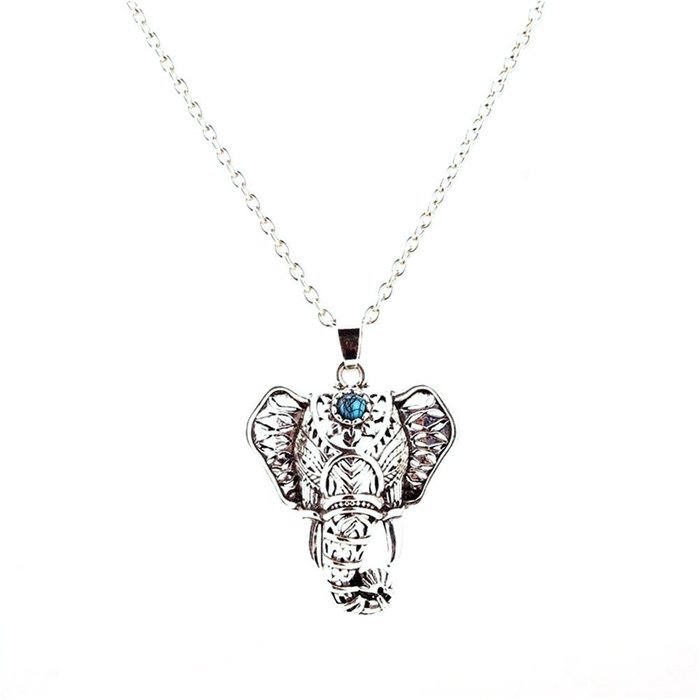 Women New Fashion Charm Vintage Silver Elephant Choker Pendant Chain Necklace