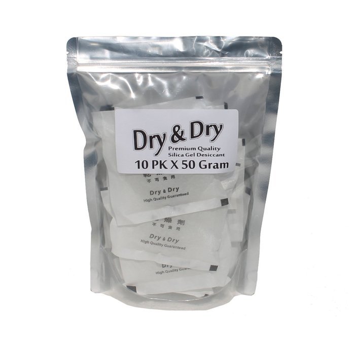 50 Gram Pack of 6 "Dry&Dry" Silica Gel Packets Desiccant Dehumidifiers N9