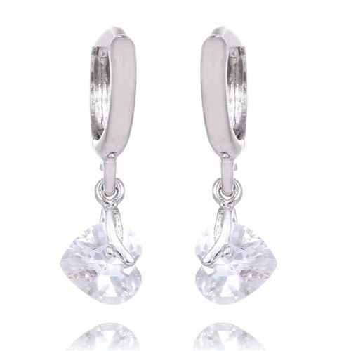 New Arrival! Silver Fashion Heart Gemstone Dangle Earrings Hot Sale N6