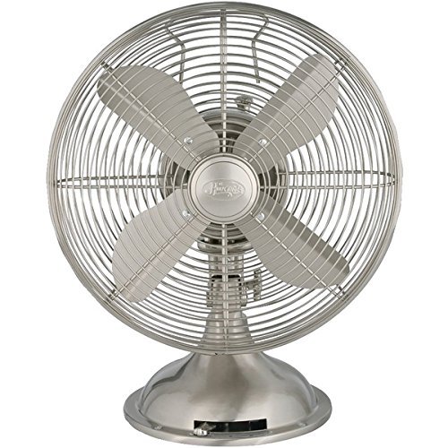HUNTER 90400 12" Retro Personal Table Fan with Brushed Nickel Finish