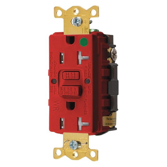 Hubbell GFTWRST83R Gfci Heavy Use Receptacle, 20 Amps, Tamper/Weather Resistant, 5-20R, Decorator, Self-Testing...