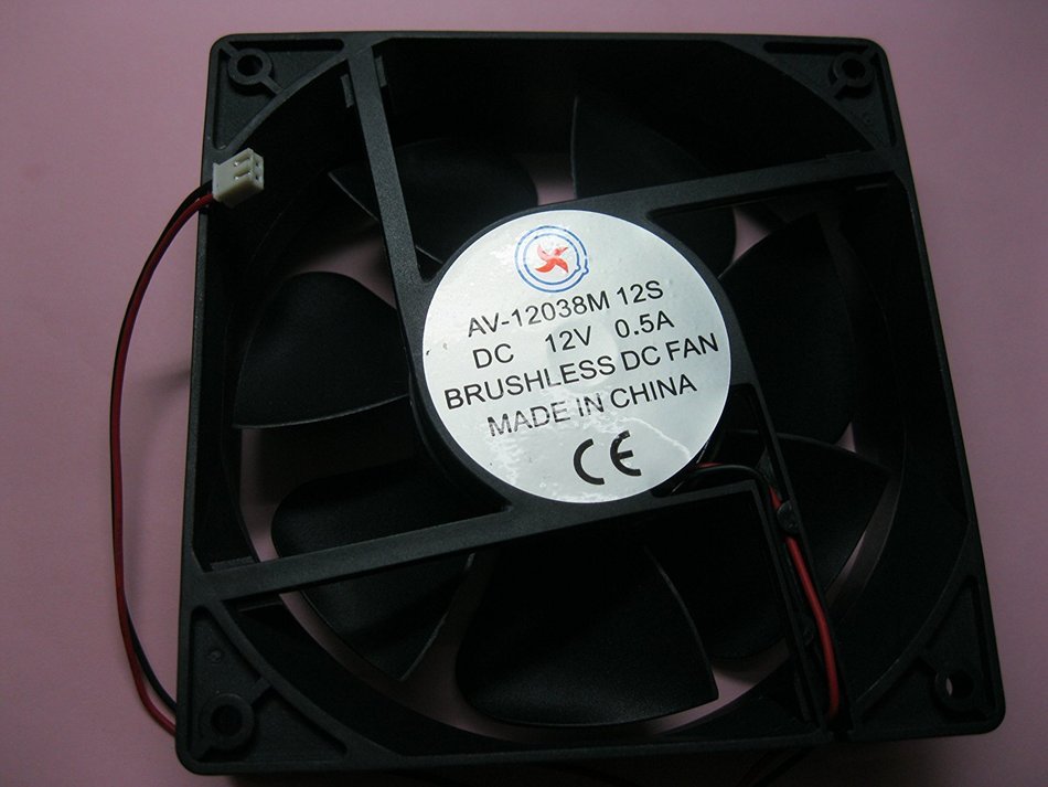 2 pcs Brushless DC Cooling Fan 12V 12038S 7 Blades 2 wire 120x120x38mm Sleeve-bearing Skywalking N2