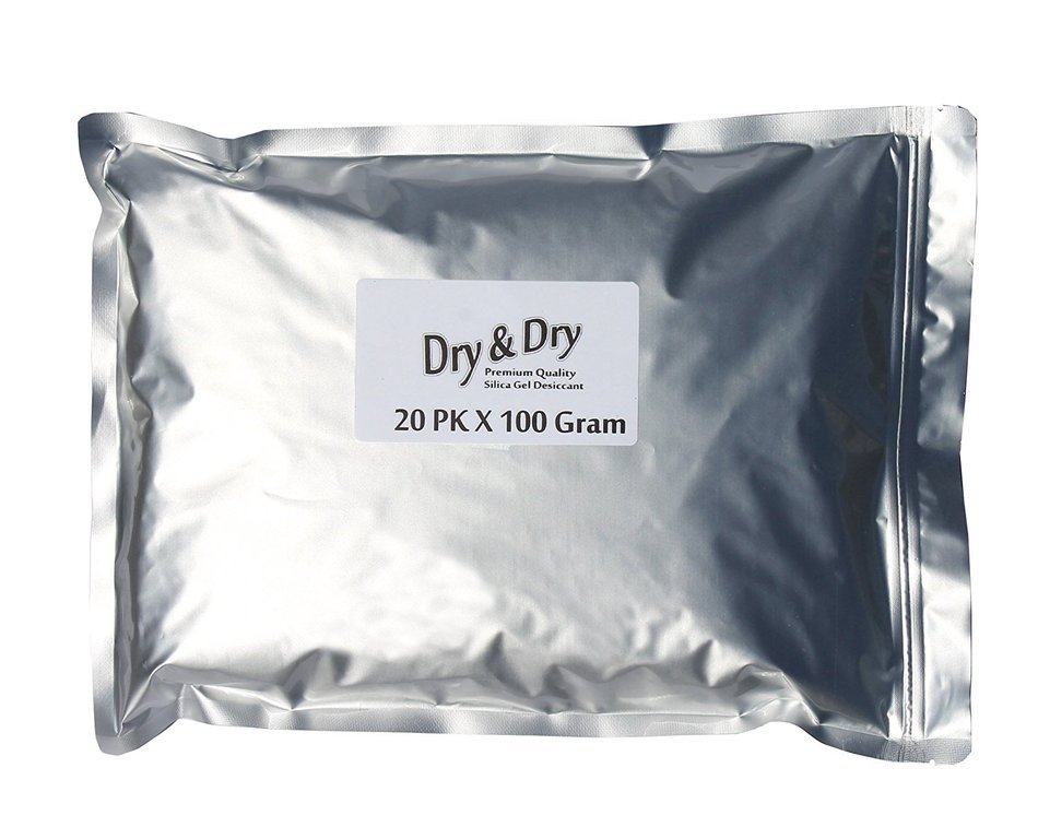 100 Gram Pack of 20 "Dry&dry" Silica Gel Packets Desiccant Dehumidifiers