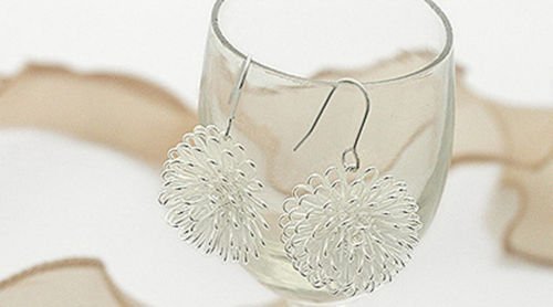 Fashion Plated silver Dandelion Dangle Stud Earrings Jewelry Loves Gift N2