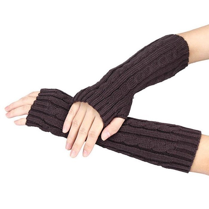 Long Fingerless Winter Wrist Arm Hand Warmer Knitted Mitten (Black) N4 free