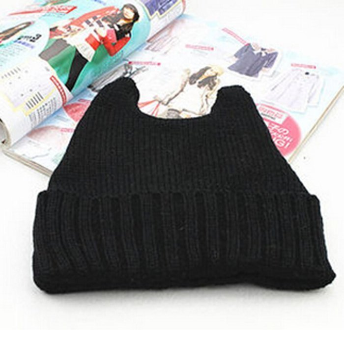 KAKA(TM) Girls' Korean Stylish Winter Warm Knitting Wool Lovely Cat Ears Hat N8
