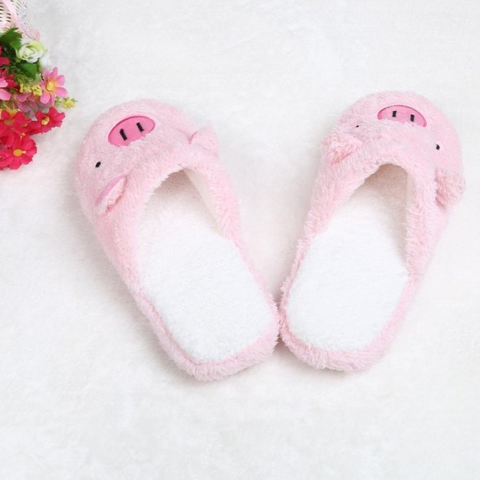 AutumnFall Lovely Pig Home Floor Soft Stripe Slippers Female Shoes (44, Coffee) N6