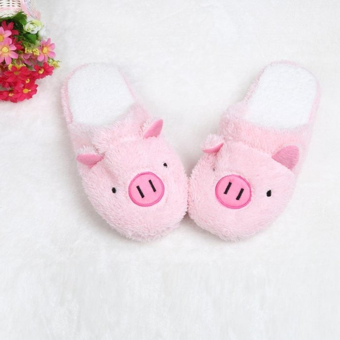 AutumnFall Lovely Pig Home Floor Soft Stripe Slippers Female Shoes (44, Coffee) N8