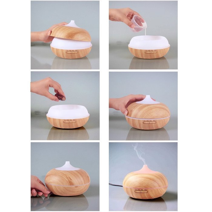 ATD Whisper Quiet Operation Auto Shut-Off Function Cool Mist Aroma Essential Oil Humidifier (Shallow Wooden Grain) N7