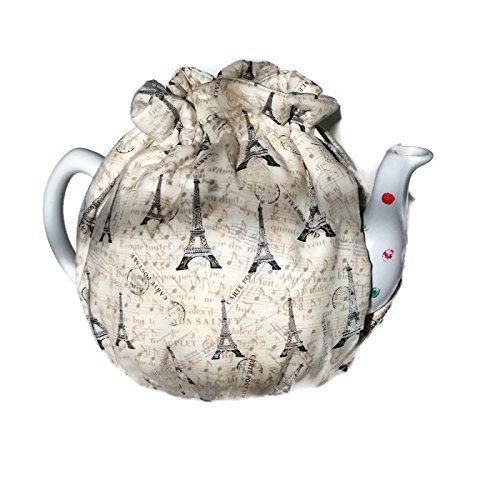 Teapot Cozy, tea warmer with the Eiffel Tower on Cream for a 5-8 cup teapot #322