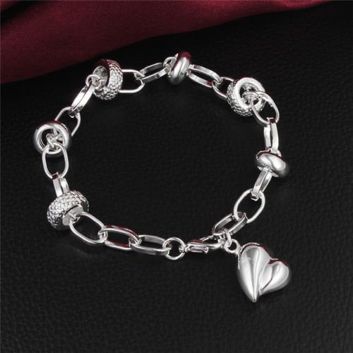 New Special Bangle silver peach heart PRETTY chain bracelet jewelry N2