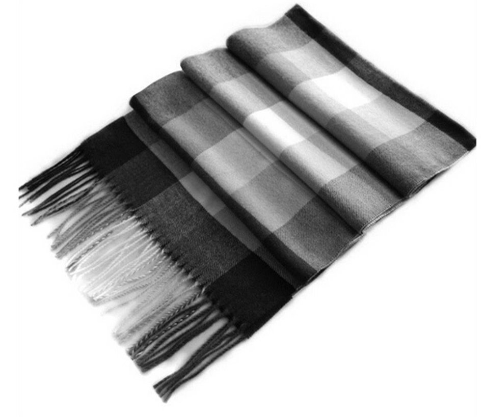 Soft Warm Tartan Plaid Long Scarve (Black and White Squares) N2