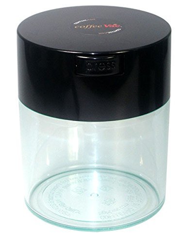 Coffeevac 1/2 lb - The Ultimate Vacuum Sealed Coffee Container, Black Cap & Clear Body