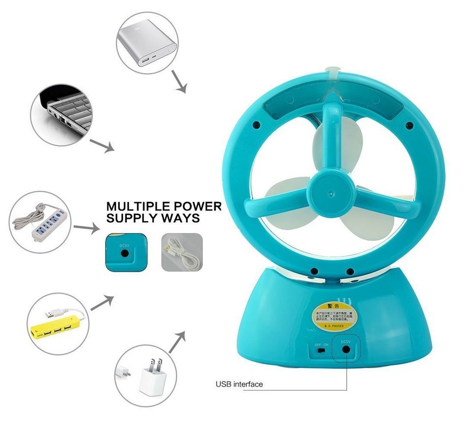Welltop usb handheld humidifier fans rechargeable misting fan portable